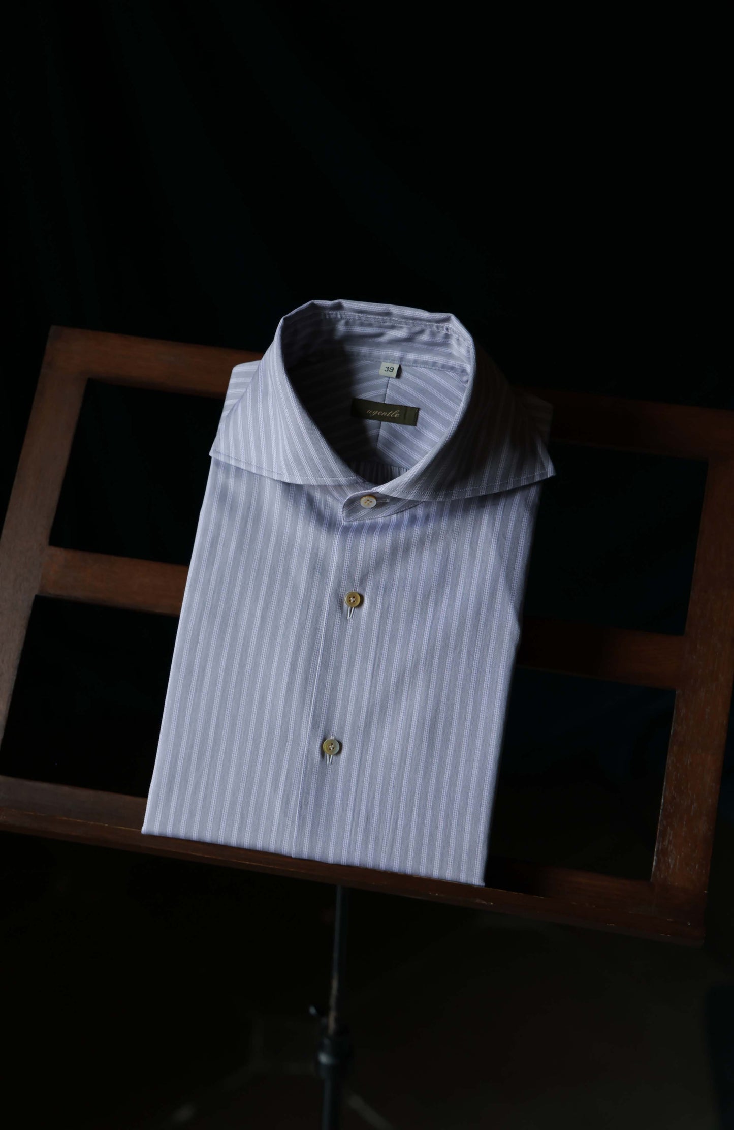SÖKTAS Handcrafted Cutaway Collar Shirt — Rocky Mountain Grey Stripe