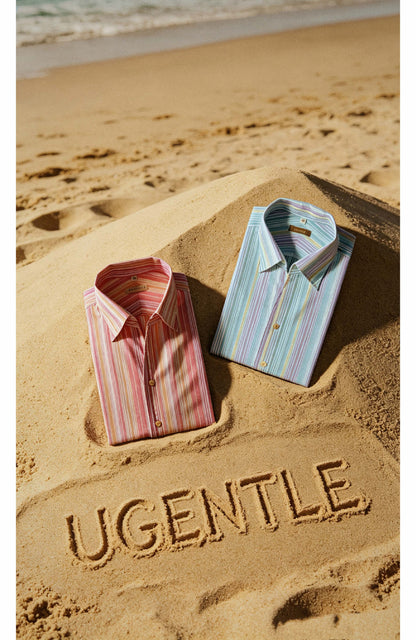 One-Piece Collar Cotton Shirt — Sicilian Pink Stripe