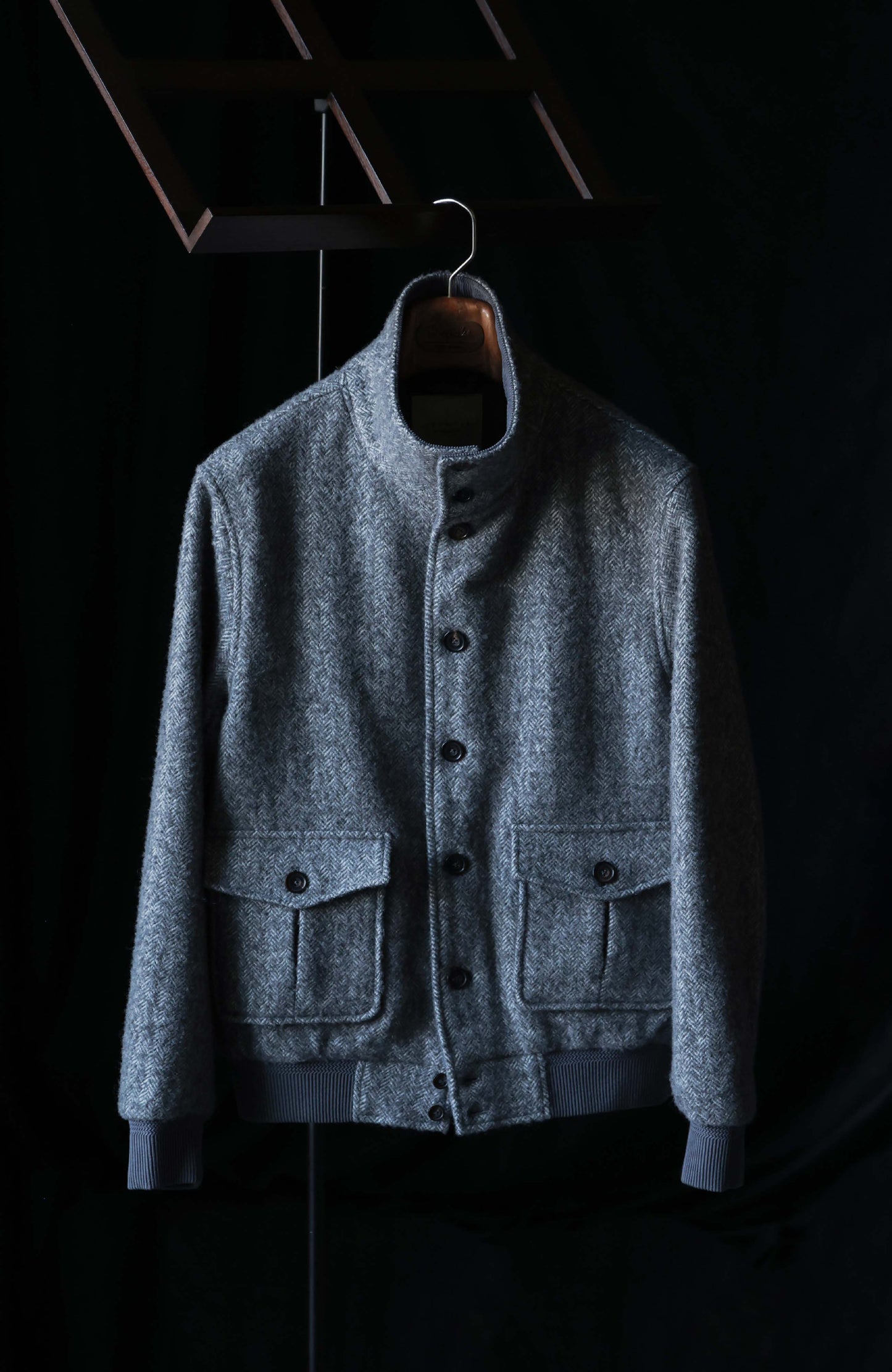 Art-Tuft Textured Herringbone A-1 Precision Jacket — Stone Trace Grey