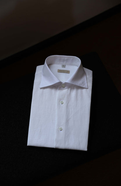 Linen Wide-Spread Collar Shirt — Native Linen White