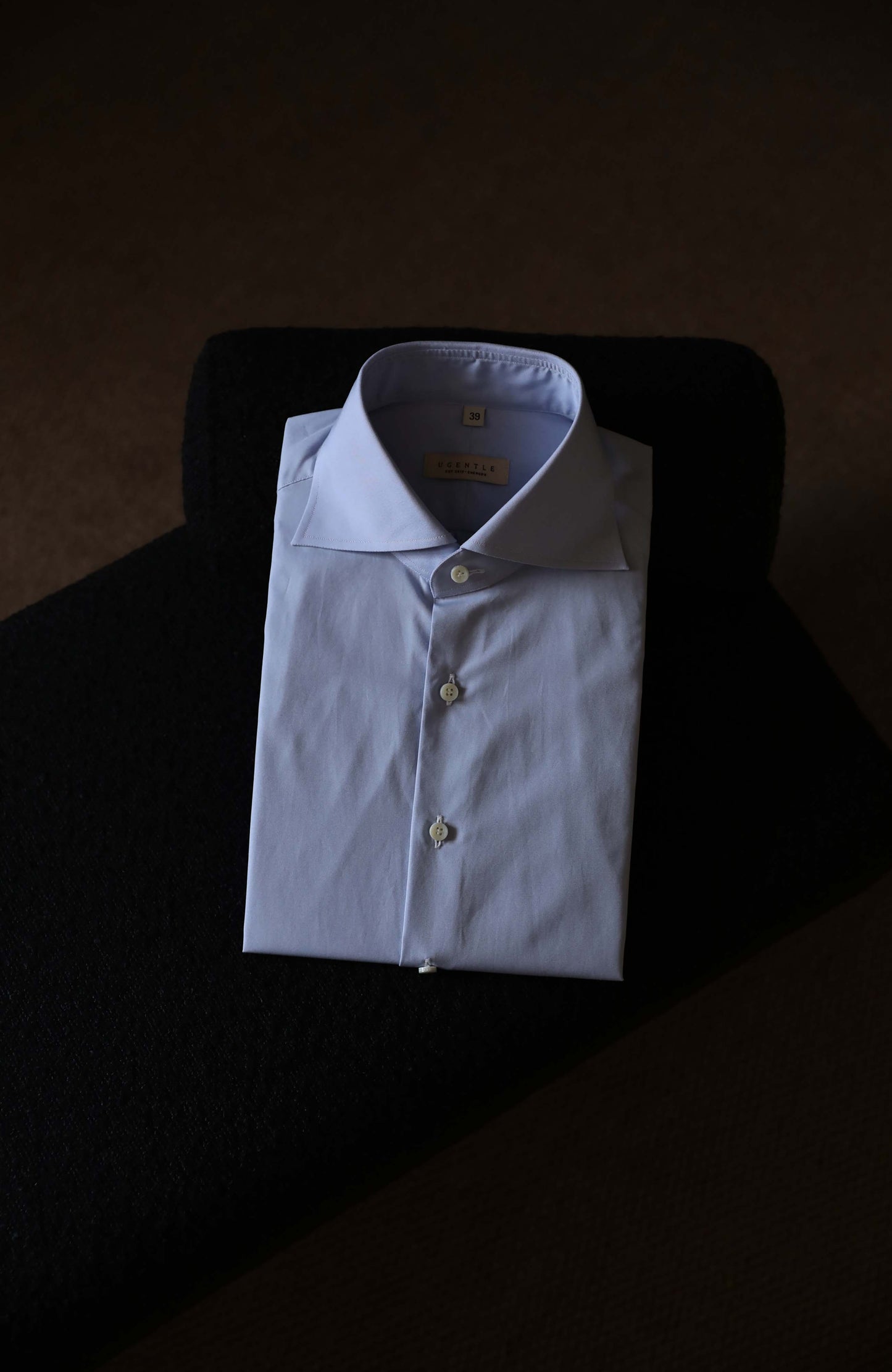 CANCLINI Cotton Handcrafted Spread Collar Shirt — Dawn Mist Blue