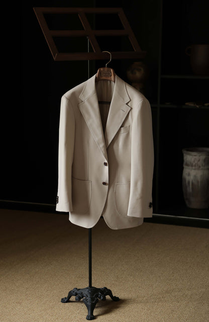 Lightweight Half-Canvas Single-Breasted Suit Jacket — Sandstone Mist