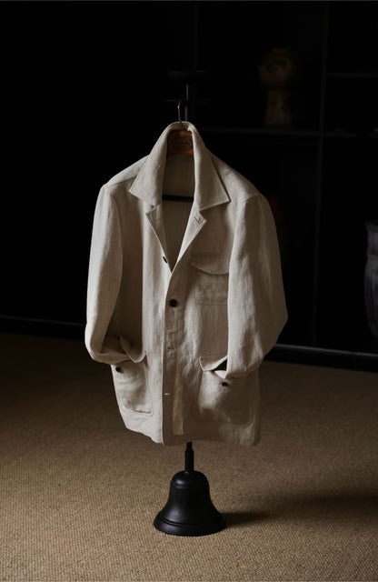 Heavyweight Linen French Five-Pocket Jacket — Harvest Beige