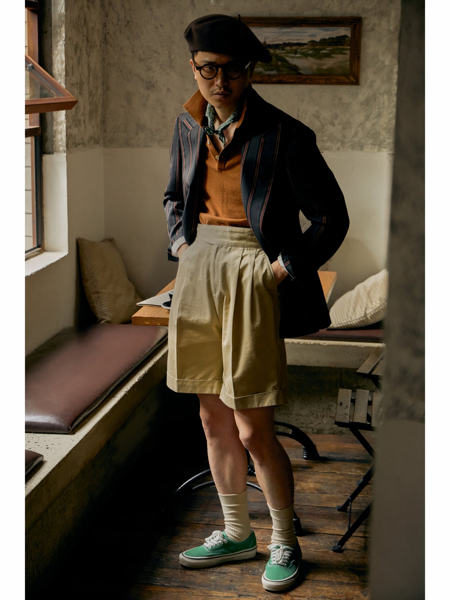 「Vintage Venetian Stripe」Italian-style Half-canvass Peaked Lapel Suit Jacket