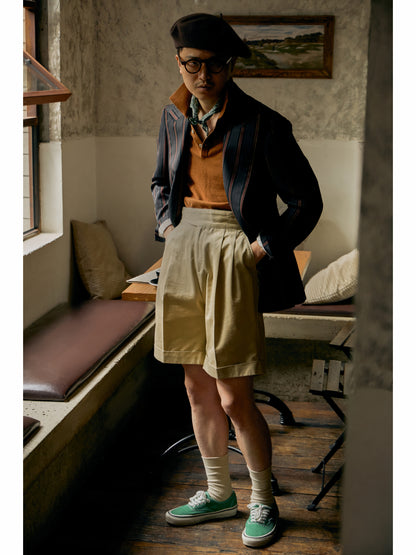 「Vintage Venetian Stripe」Italian-style Half-canvass Peaked Lapel Suit Jacket