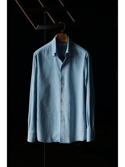 One-piece Collar Shirt — Washed Denim