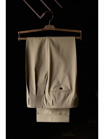 「Sand Trace」Suit Trousers with Merino Wool Hollywood-Waist and High-Waisted Double-Pleated