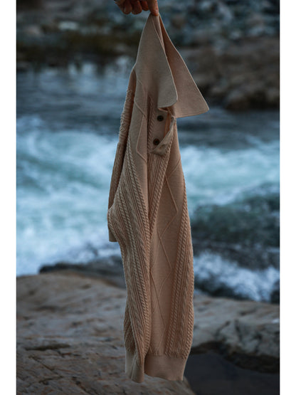 Linen/Cotton Knitted Polo Beige