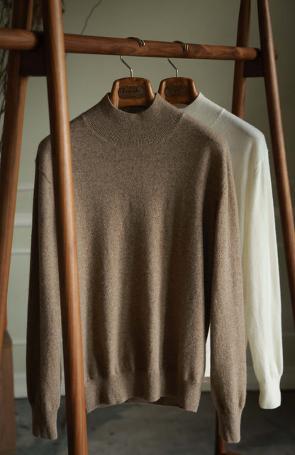 Mock Neck Sweater with 100% Cashmere Goat Wool — Snow