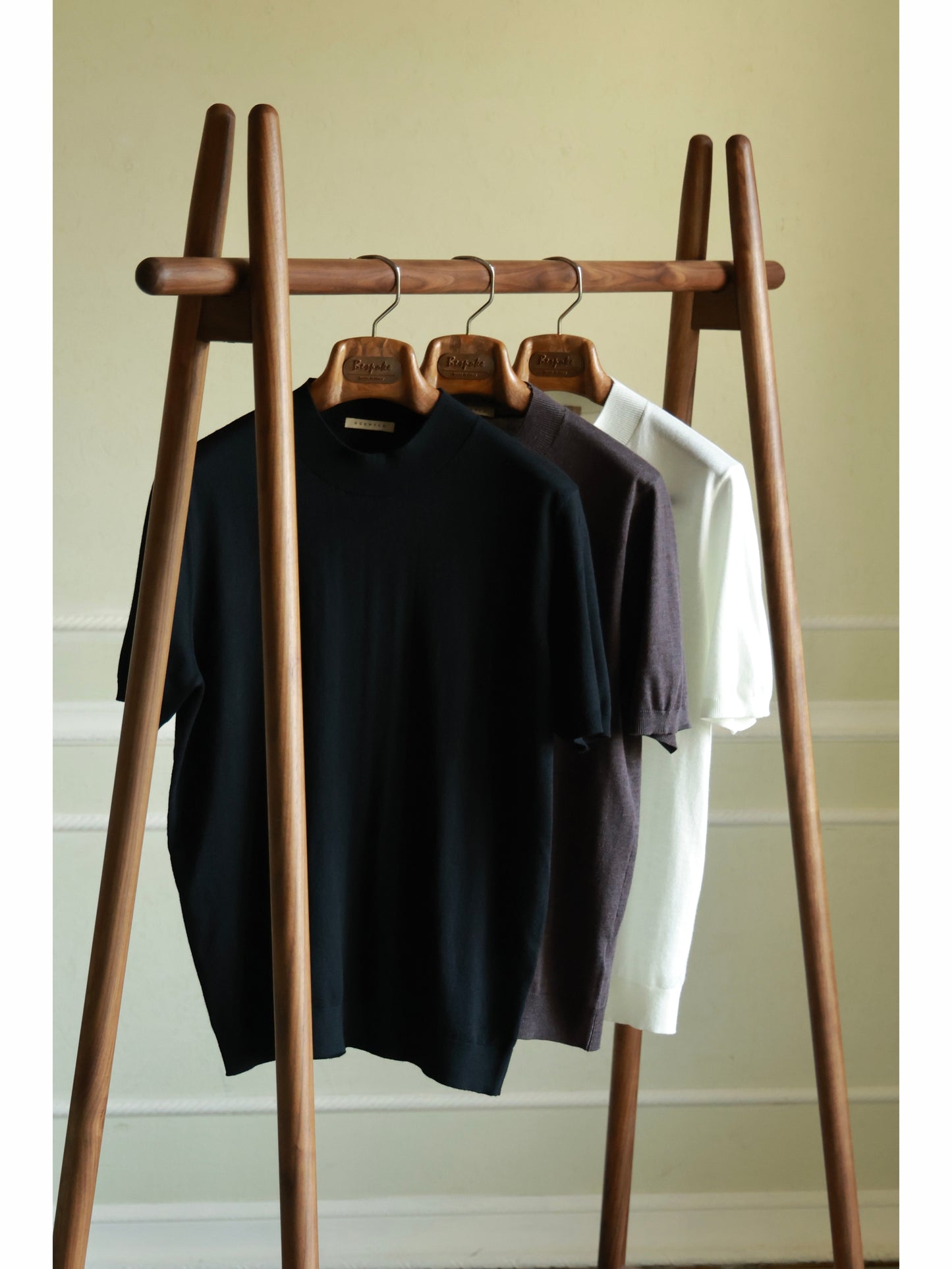 「Twilight Teal」Lambswool Blend for Cloud-Touch Mock Neck Short-Sleeve T-Shirt