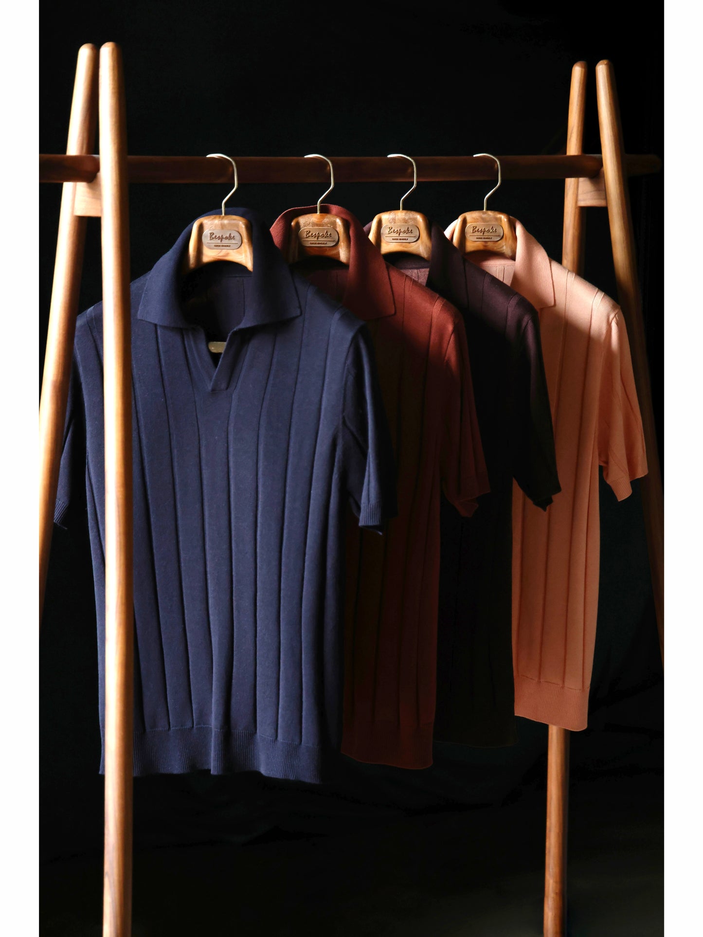 「Cold Sea Coral」Mulberry silk-cashmere blend Unisex Knit Short-Sleeve Polo Shirt