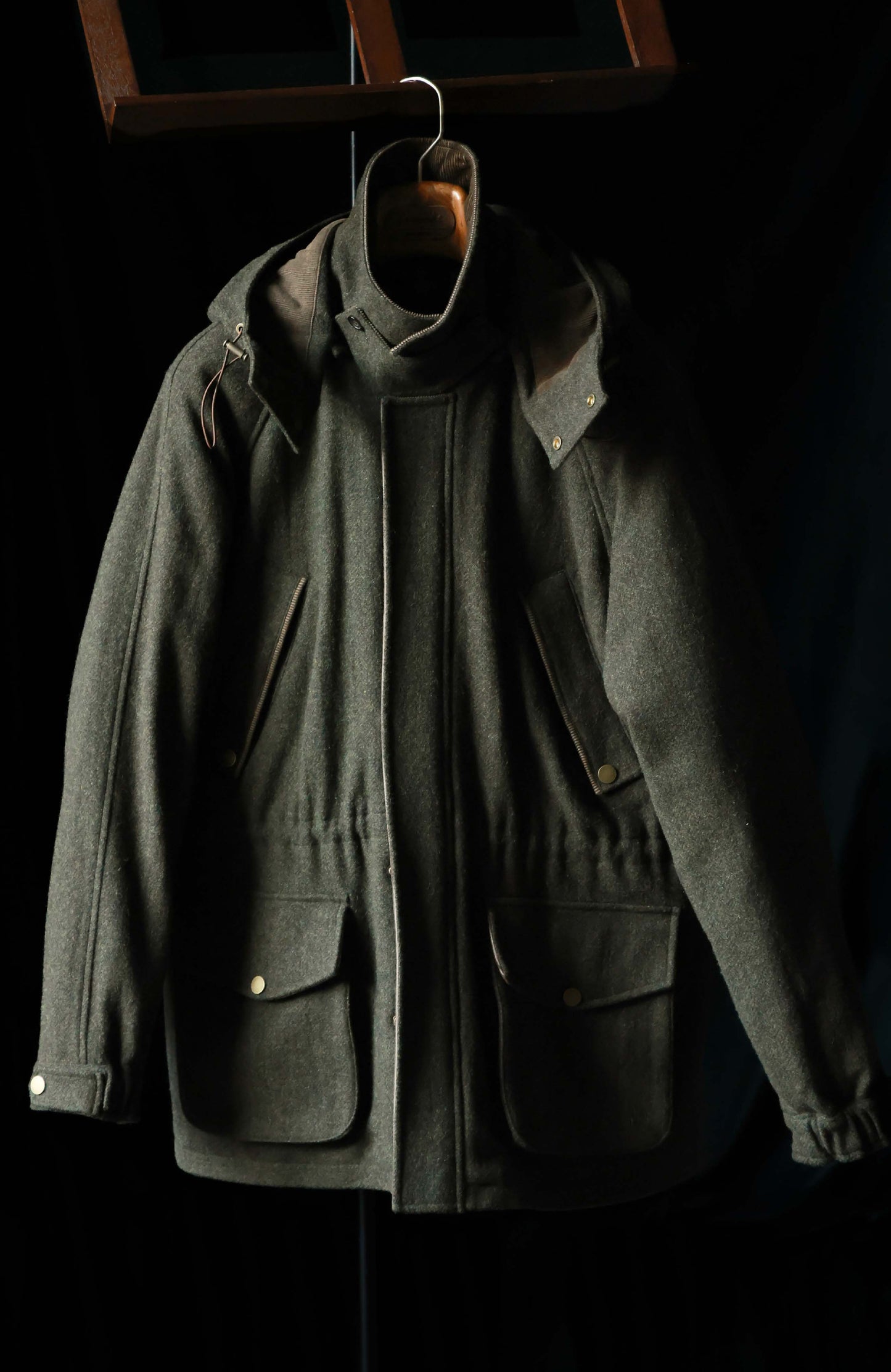 Tweed Charles Hunter Jacket with Detachable Goose-Down Liner — Forest Green