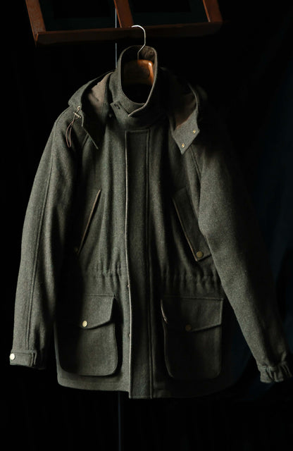 Tweed Charles Hunter Jacket with Detachable Goose-Down Liner — Forest Green