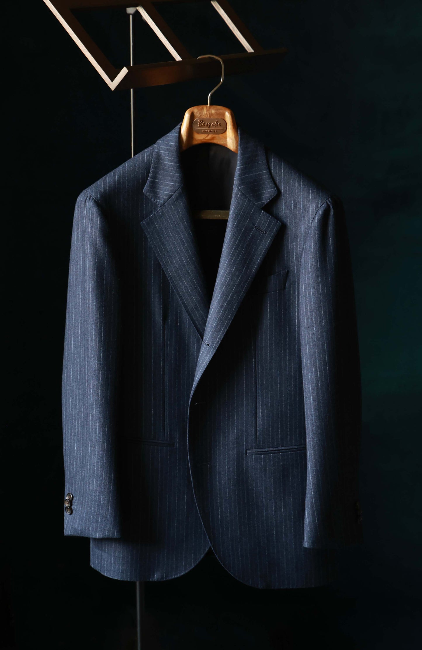 Half-Canvas Single-Breasted Suit Jacket — Parliament Blue Pinstripe