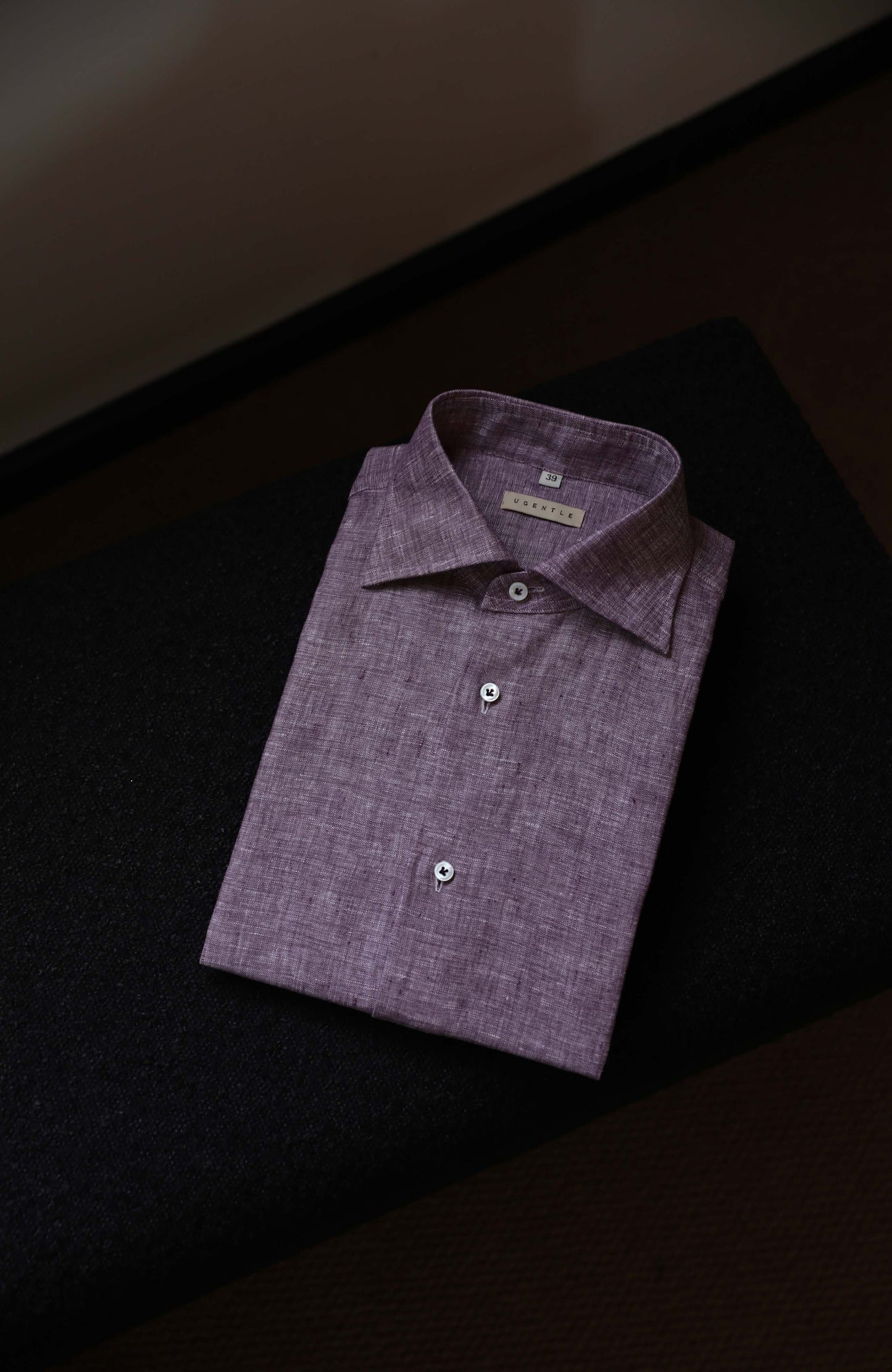 Linen Wide-Spread Collar Shirt — Violet Dusk