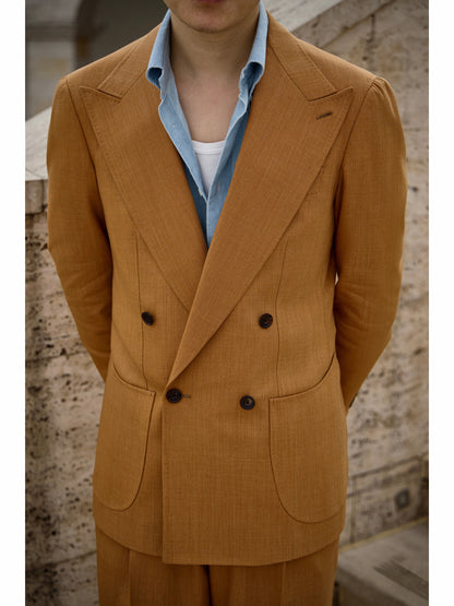 「Tuscan Dusk」Italian-style Peaked Lapel Merino Wool Suit Jacket