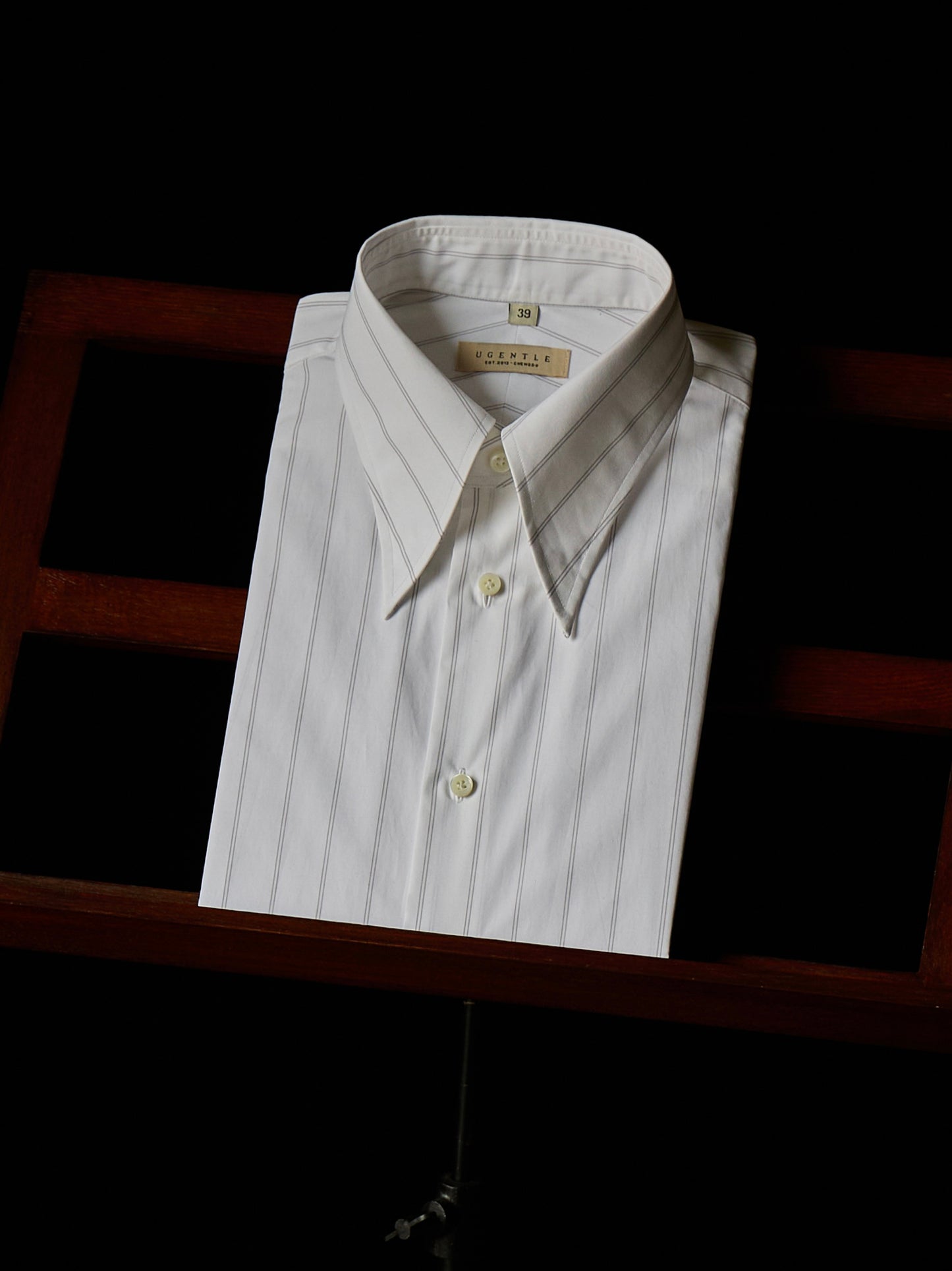 Long Point Collar Shirt — Pencil Navy Stripe