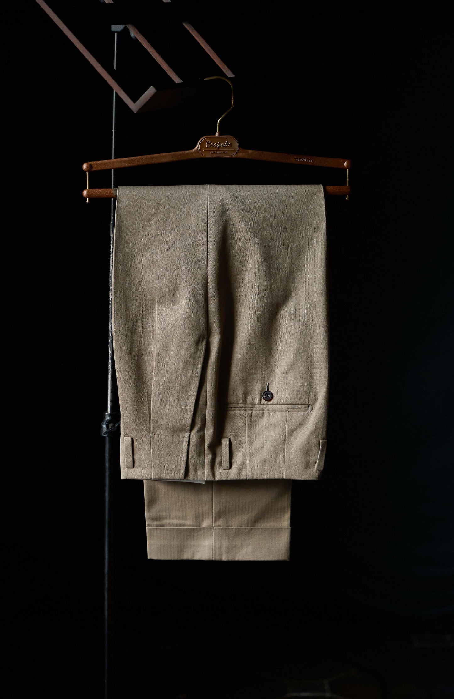 Japanese Heavyweight Cotton Herringbone Hollywood High-Waisted Trousers — Terracotta