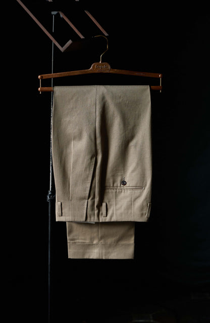 Japanese Heavyweight Cotton Herringbone Hollywood High-Waisted Trousers — Terracotta