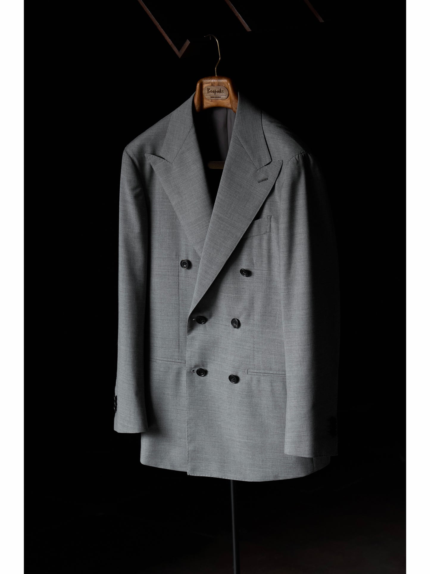 「Eclipse Grey」Italian-style Full-canvass Peaked Lapel Suit Jacket
