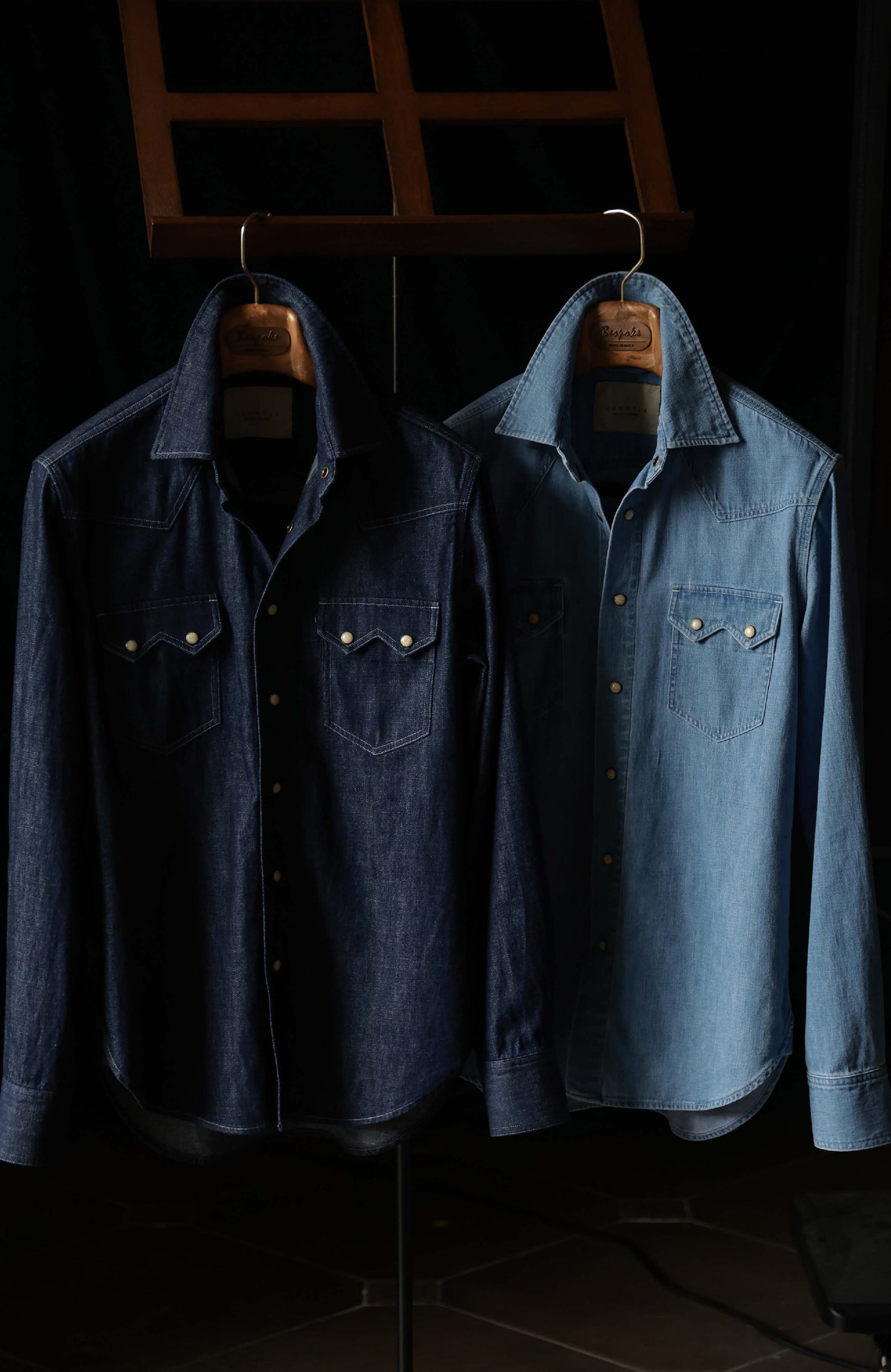 Handcrafted Mini-Point Collar Shirt — Heavy Washed Denim