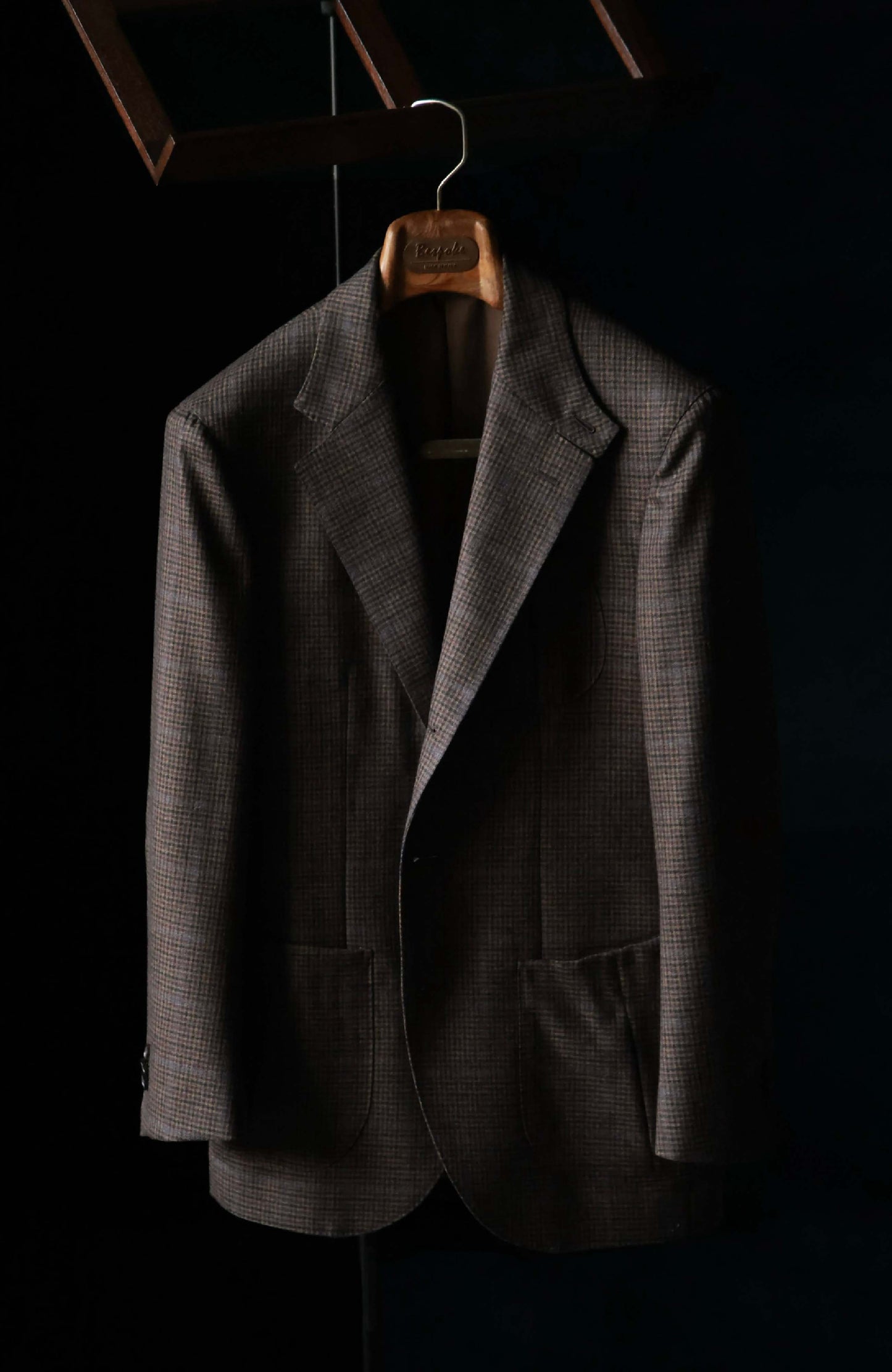 Half-Canvas Peak-Lapel Suit Jacket — Smoky Brown Check