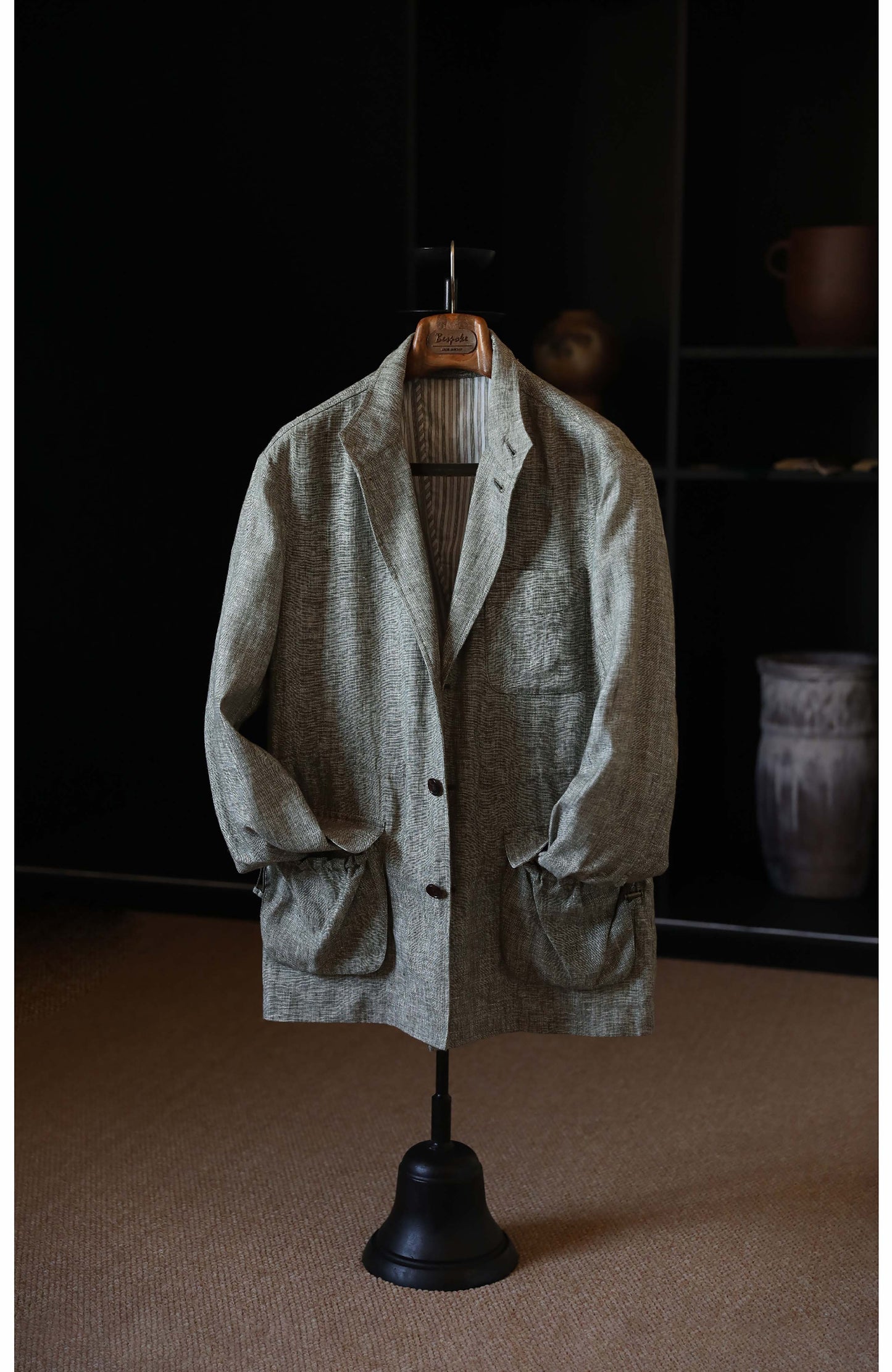 Linen Teba Safari Jacket — Moss Field Green