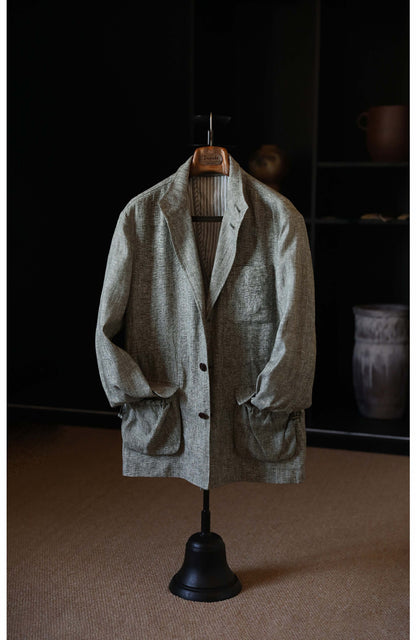 Linen Teba Safari Jacket — Moss Field Green