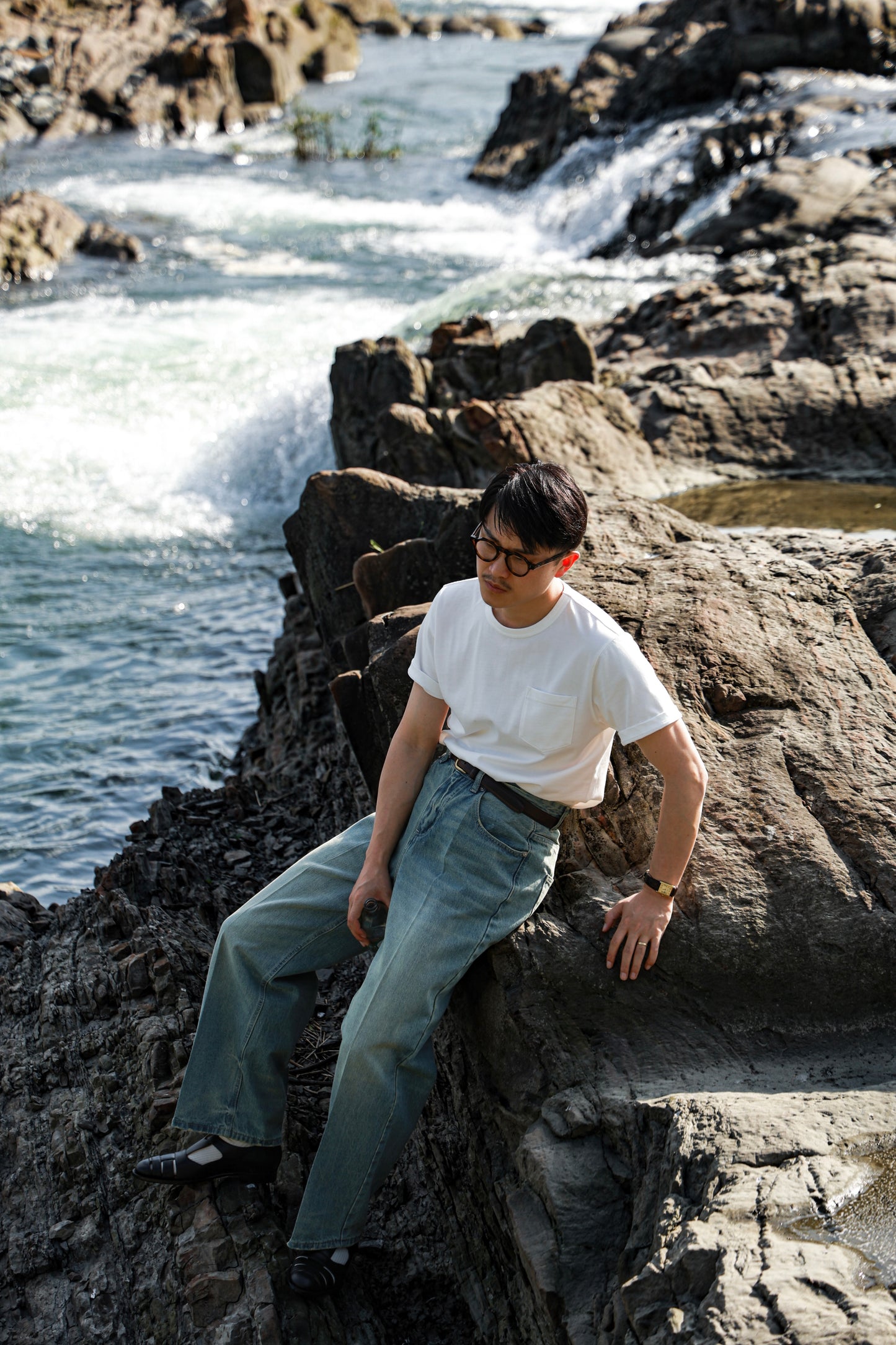 「Sea Salt White」Heavyweight combed cotton Crew Neck Unisex Short-Sleeve T-Shirt