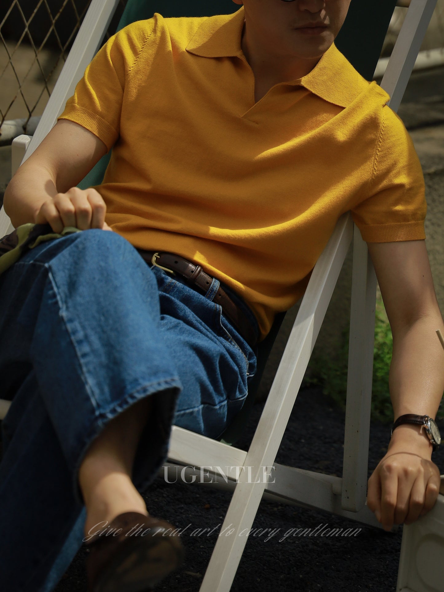 Cotton/Cashmere Classic Polo Amber Gold