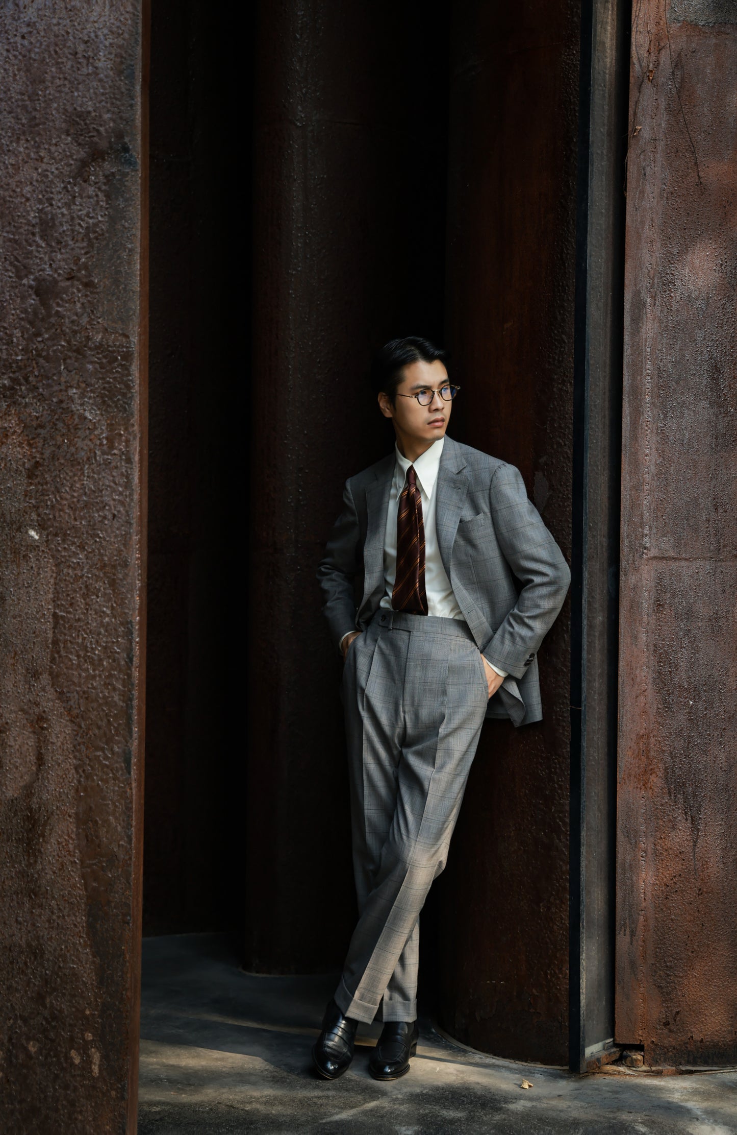 Suit Trousers with Parisian Side Adjusters and High-Waisted — Prince of Wales Check