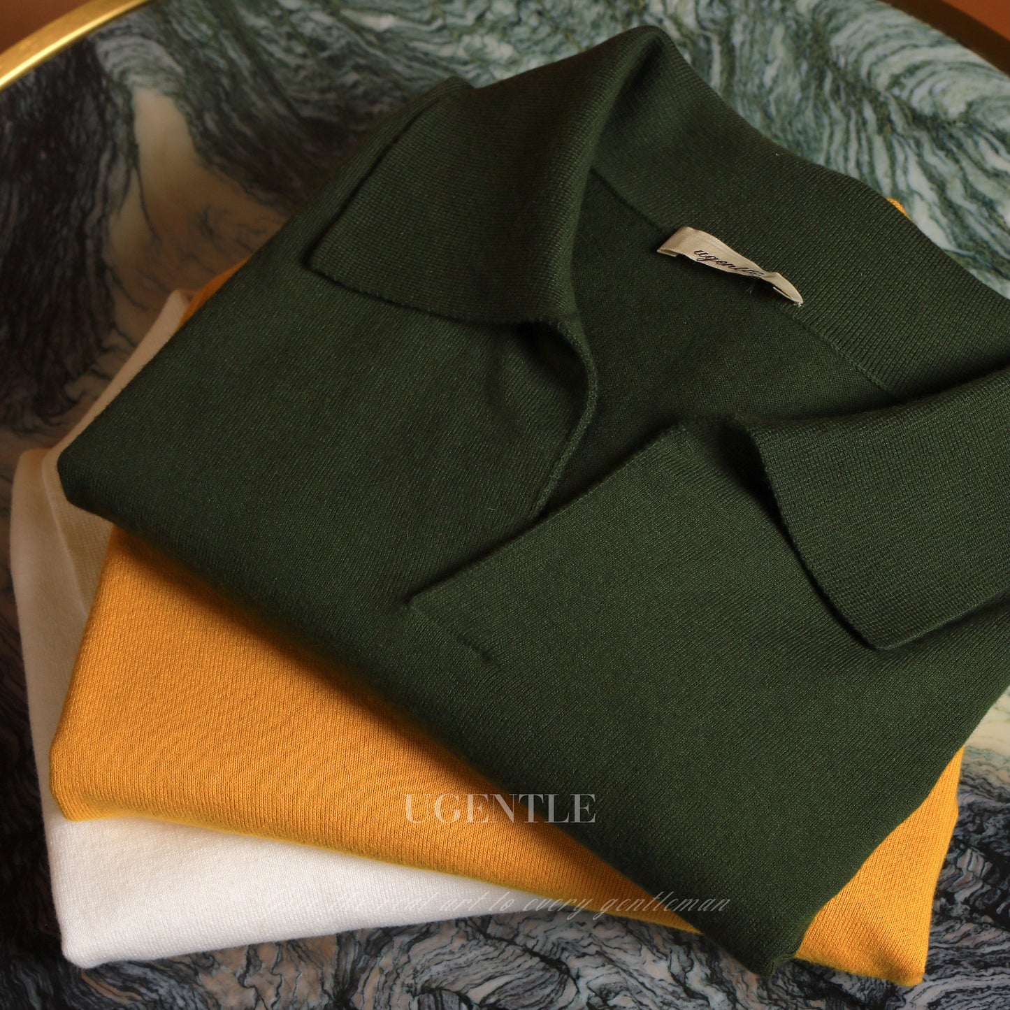 Cotton/Cashmere Classic Polo Amber Gold