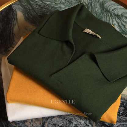 Cotton/Cashmere Classic Polo Amber Gold