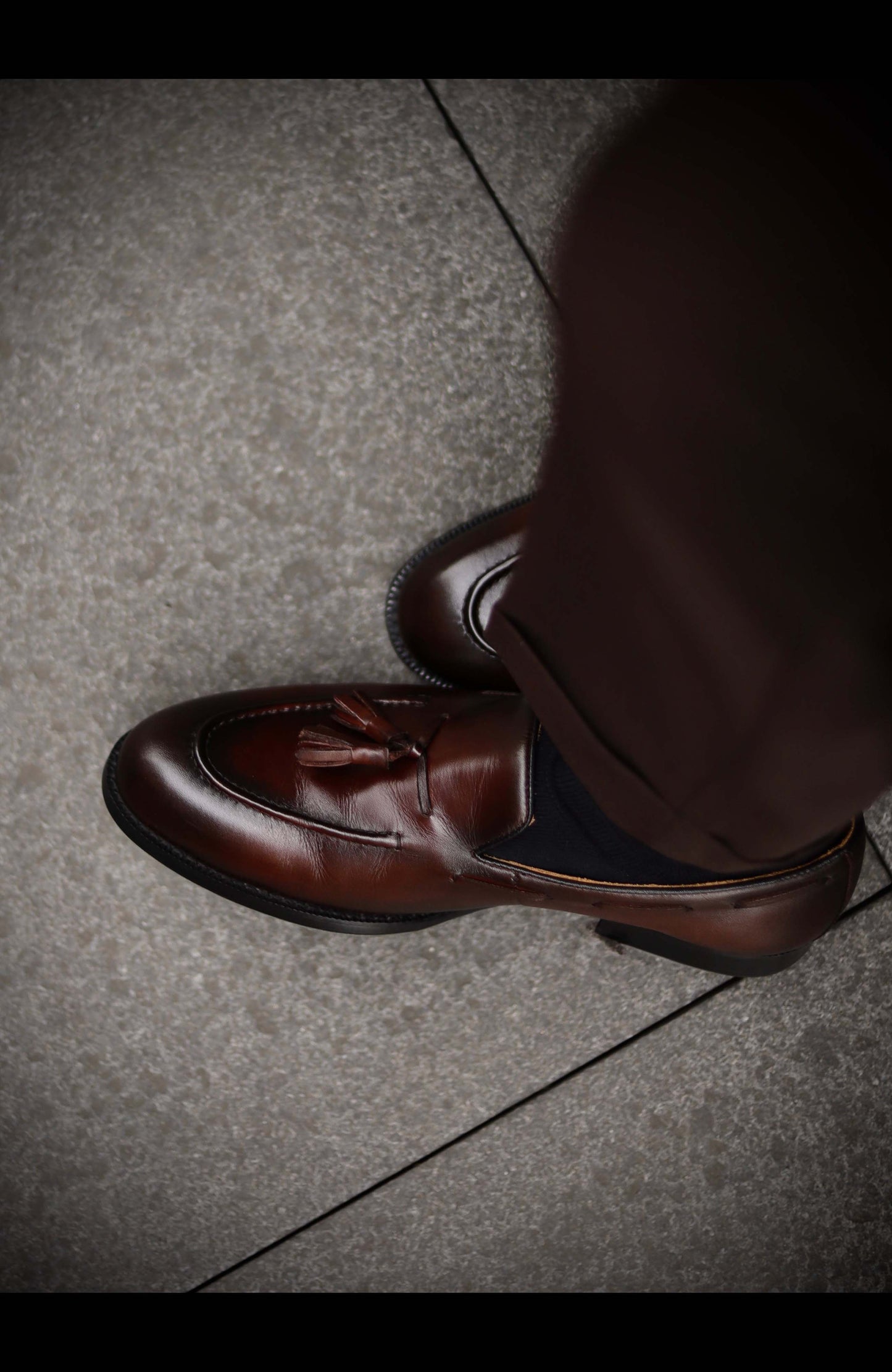 Calf Leather Fringed Blake-Stitched Loafer — Dark brown