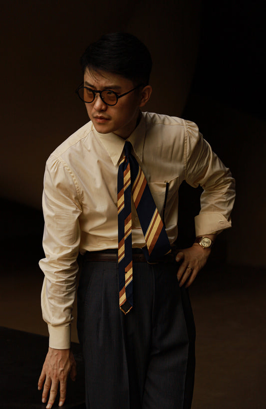 「Autumn Chrysanthemum Yellow」Hidden Button Collar Shirt