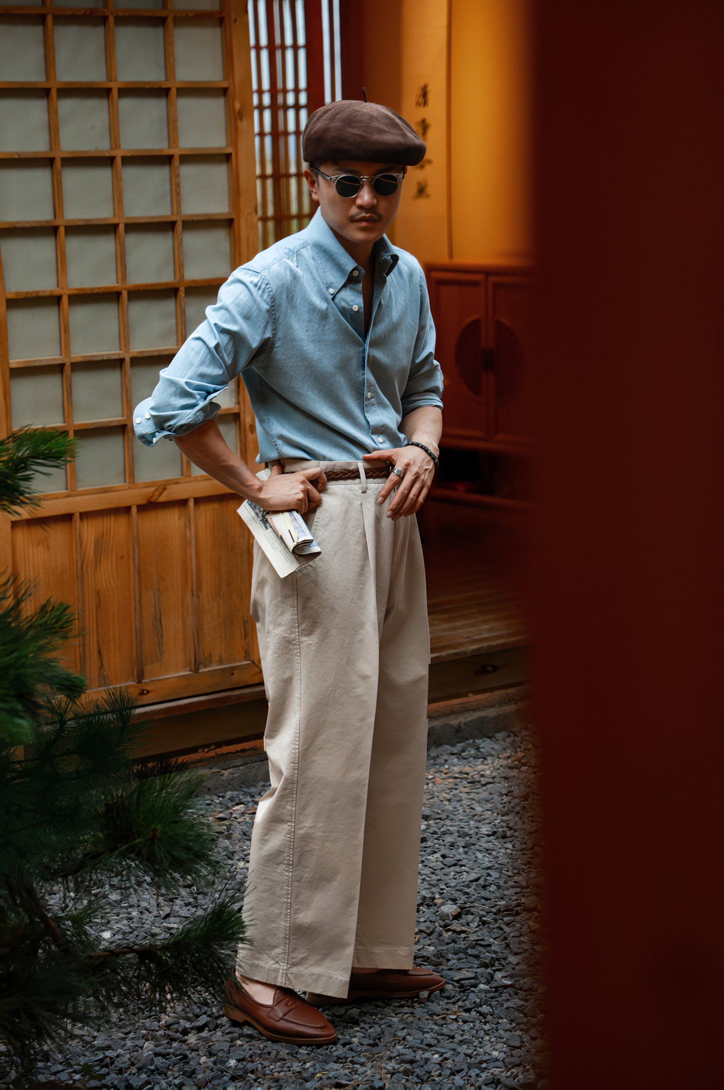 "Burgen Red" Deerskin Lychee Penny Loafer Loafers 