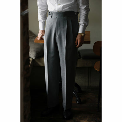 "Smoky Grey Herringbone Pattern" Trousers 