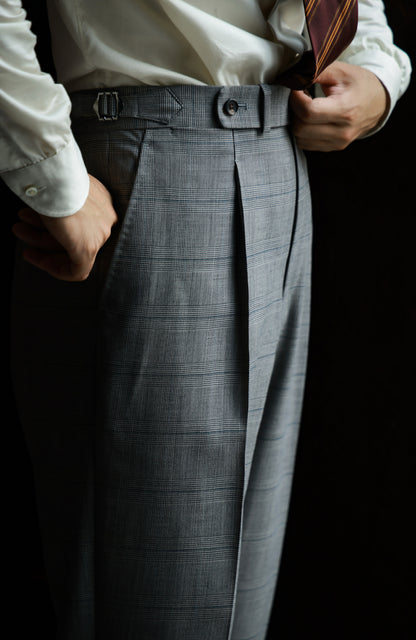 Suit Trousers with Parisian Side Adjusters and High-Waisted — Prince of Wales Check