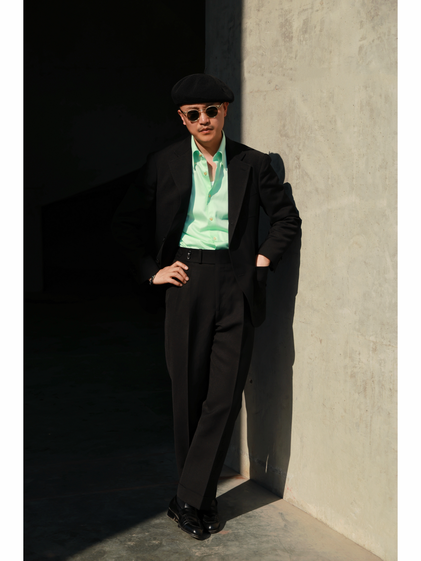 「Midnight Cavalier」Italian-style Half-canvass Heavyweight Wool- Linen Blend Suit Jacket