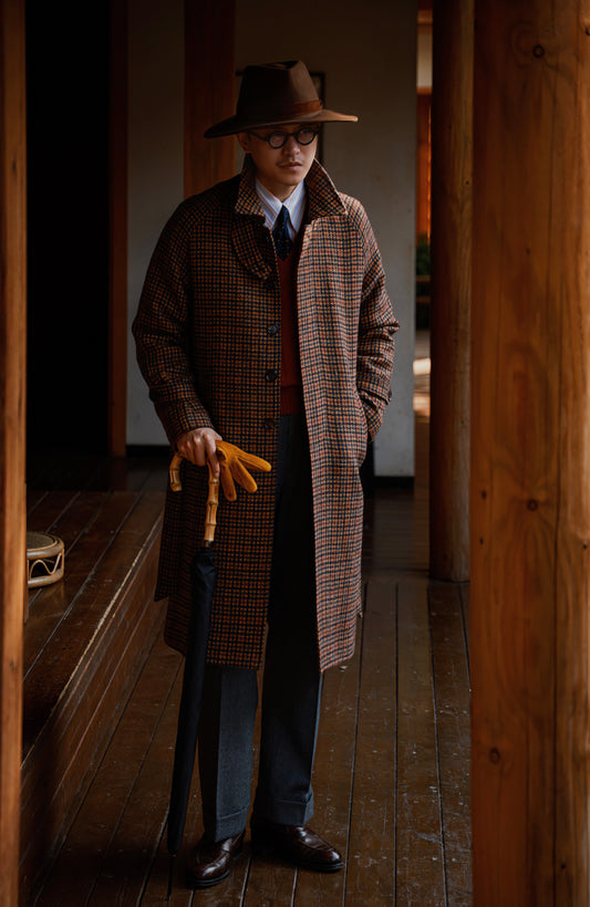 "Makino Brown" raglan sleeve Balmark coat 