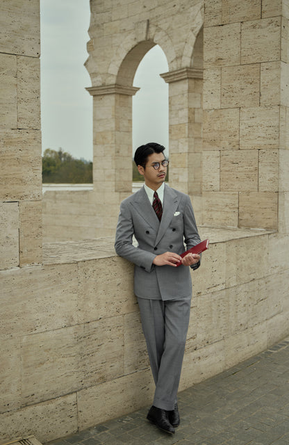 「Eclipse Grey」Italian-style Full-canvass Peaked Lapel Suit Jacket