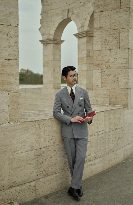 「Eclipse Grey」Italian-style Full-canvass Peaked Lapel Suit Jacket