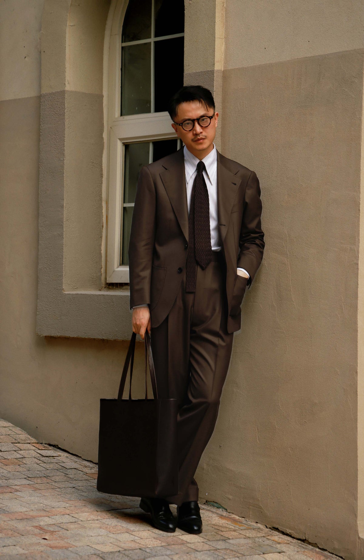 100% Merino Wool High-Waisted Straight-Leg Trousers with Side-Adjusters — Burnt Umber Autumn Check