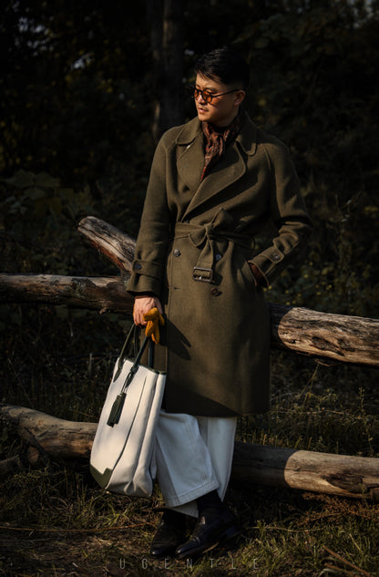 「Cedar Green」Balmacon Coat with Raglan sleeve