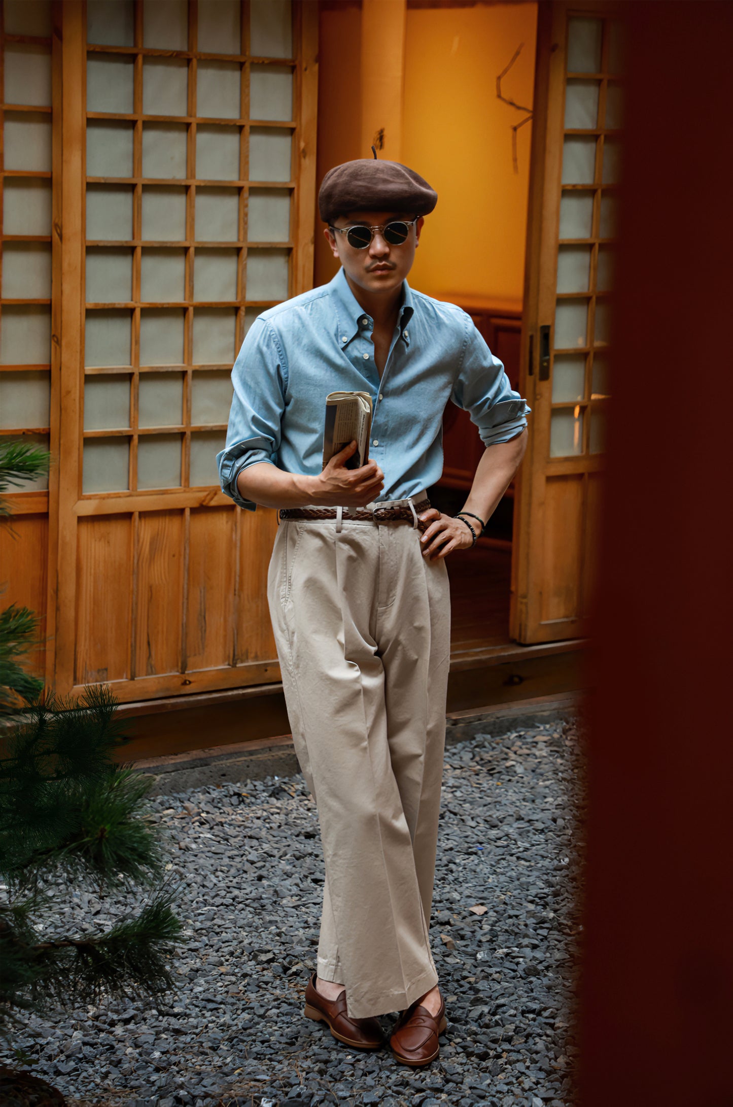 "Burgen Red" Deerskin Lychee Penny Loafer Loafers 