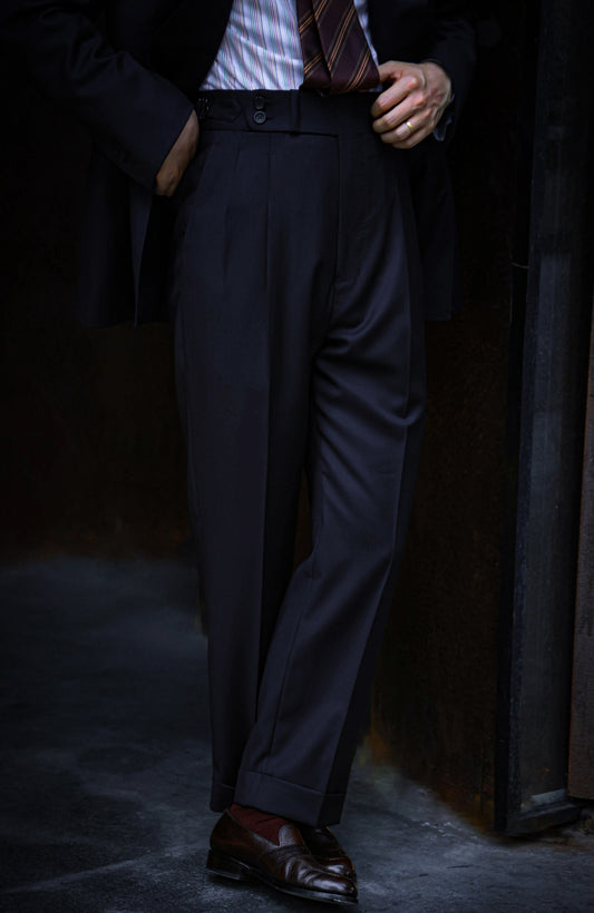 "Night Herringbone" Suit Trousers 