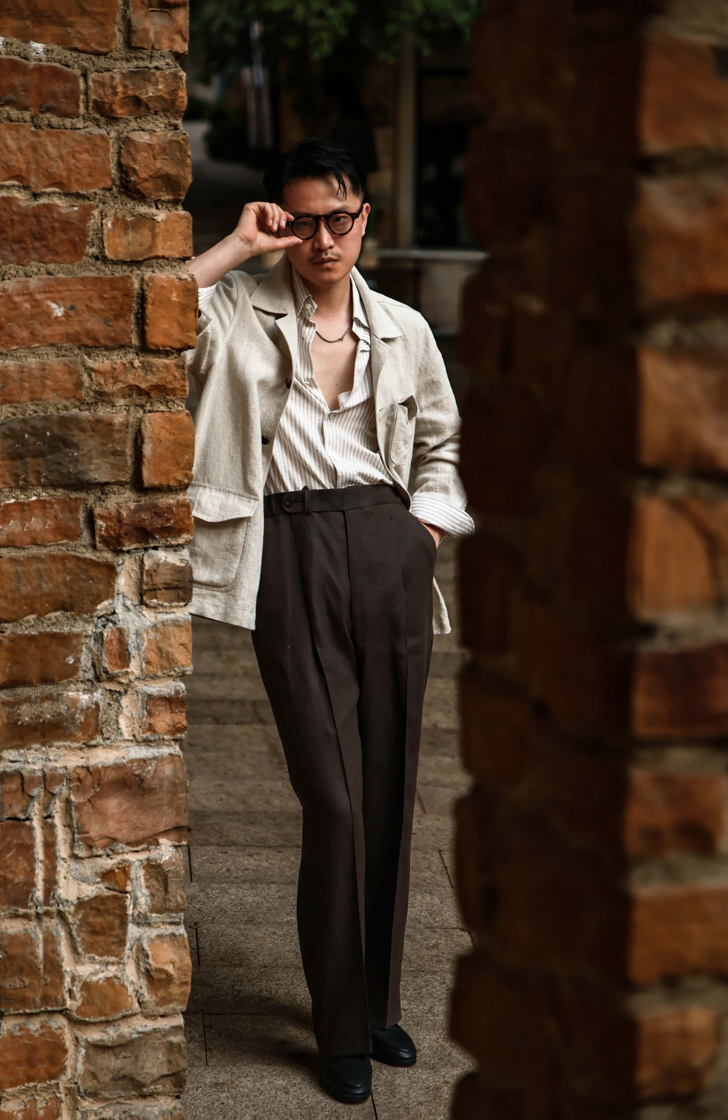 Hemp Wide-Leg Elasticated Waist with Drawstring Trousers — Driftwood Brown