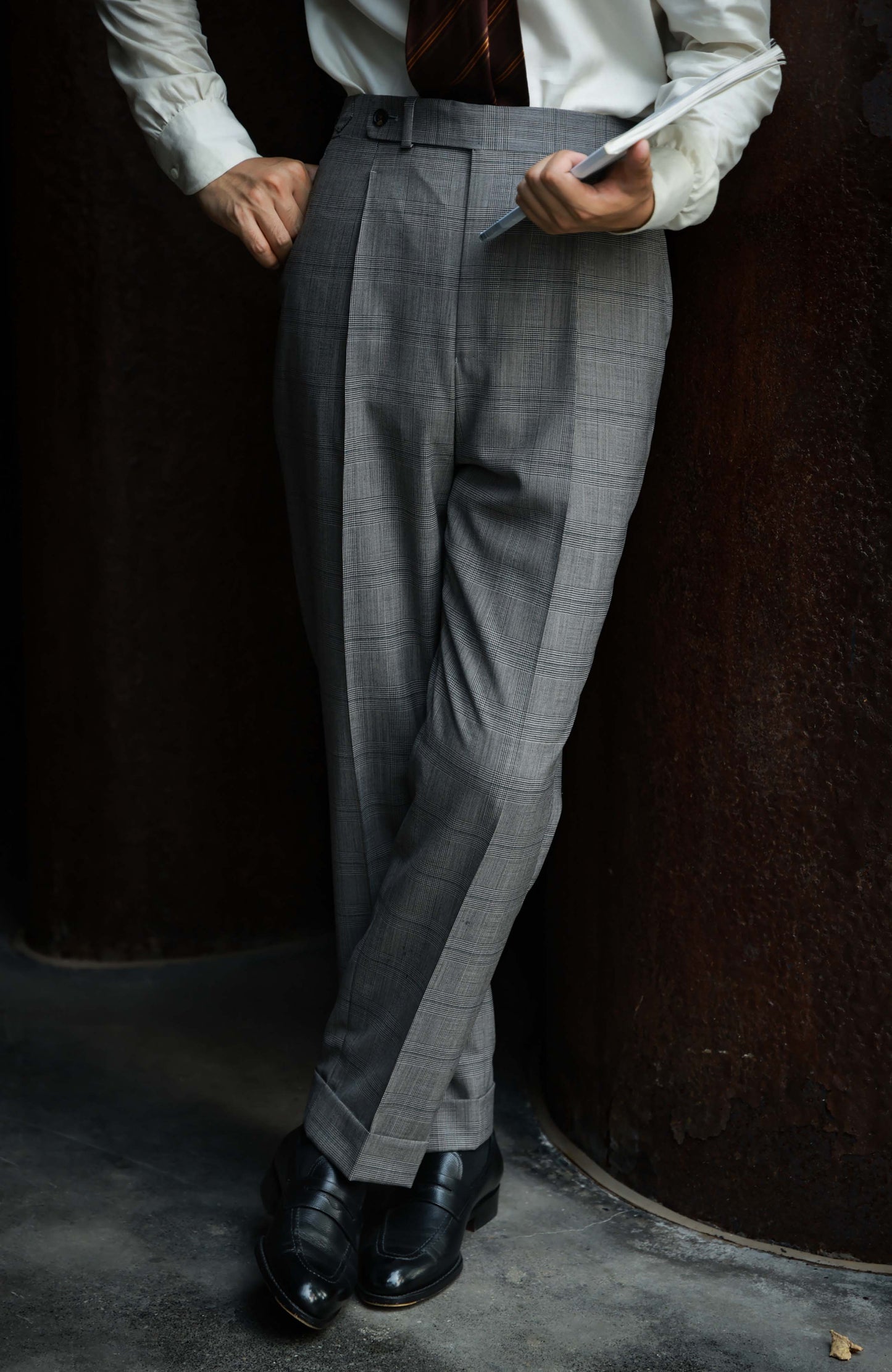 Suit Trousers with Parisian Side Adjusters and High-Waisted — Prince of Wales Check