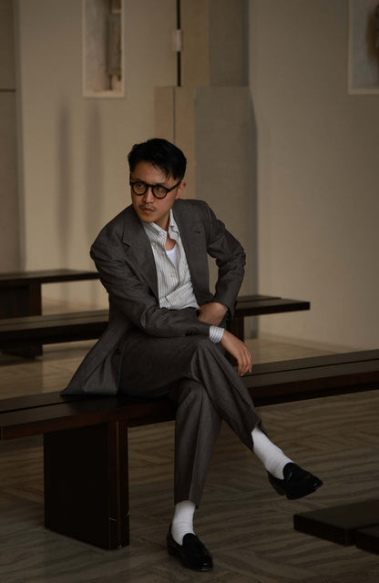 High-Rise Wool-Cotton Blend Side-Adjuster Trousers — Gobi Sand