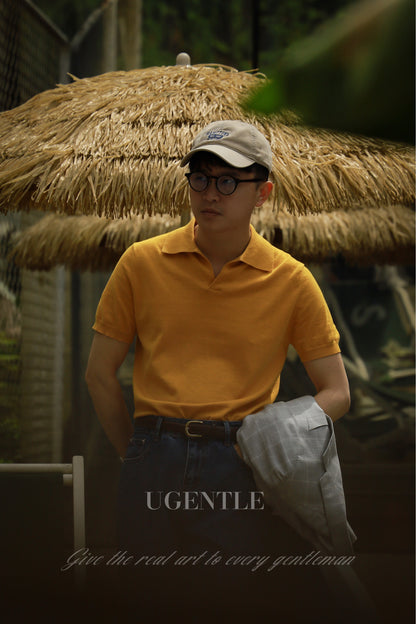 Cotton/Cashmere Classic Polo Amber Gold